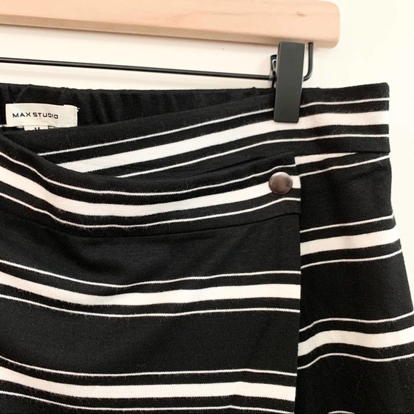 MAX STUDIO Stripe Ponte Faux Wrap Midi Skirt - Picture 5 of 7